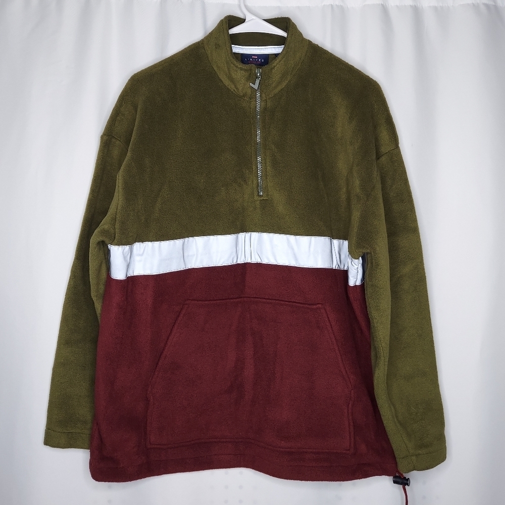 Limited America Sweatshirt Small Womens‎ Olive Maroon Fleece 1/4 Zip Reflective